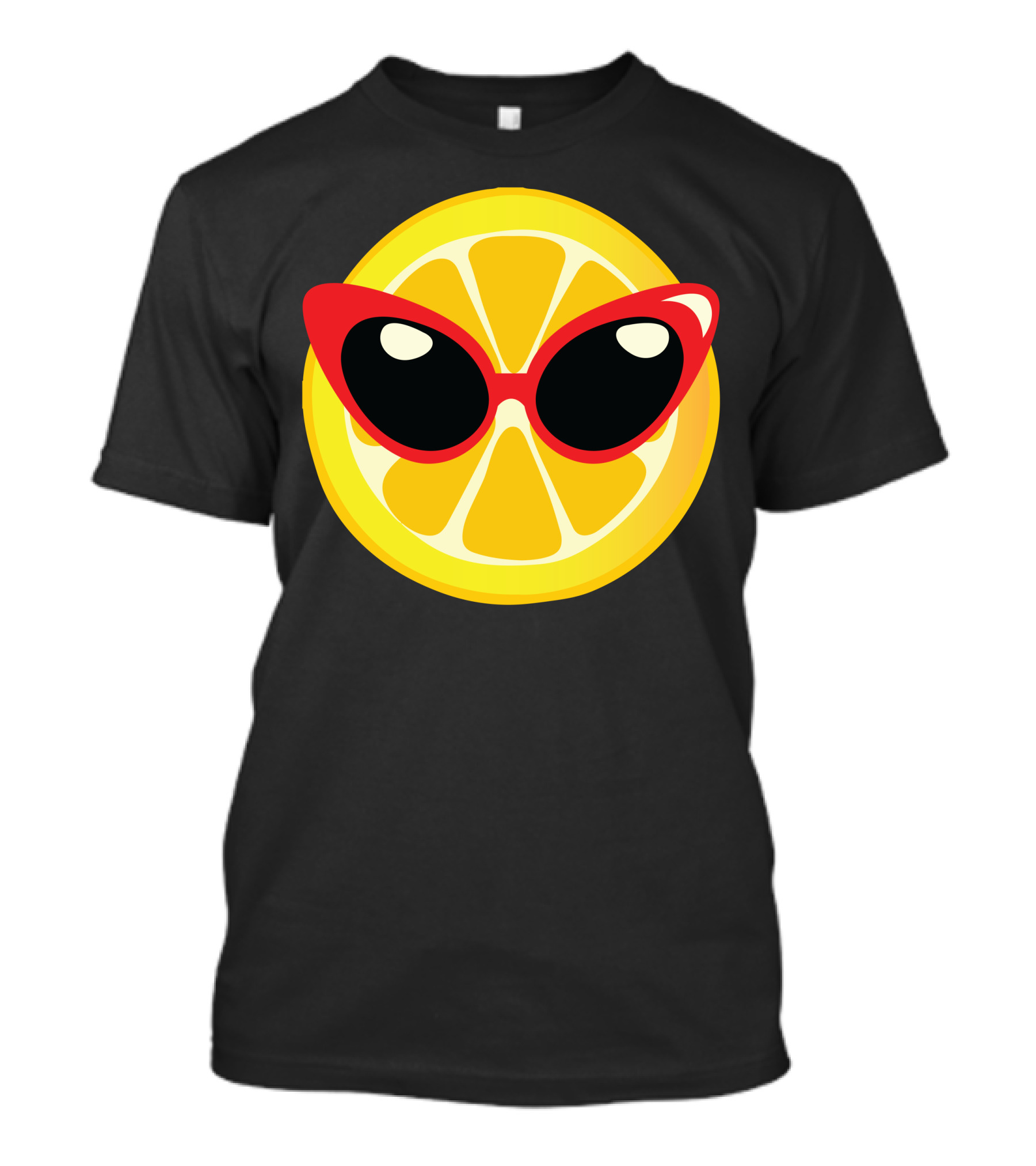 Lemon Slice With Red Cat Eye Sunglasses T-Shirt