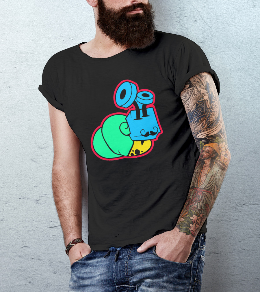 Lord Snail Mustache Cartoon Bright Colors T-Shirt