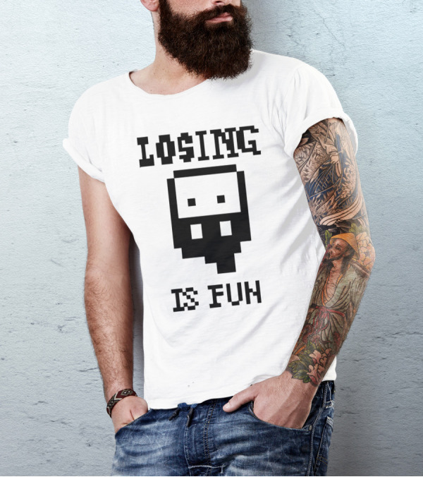 LO$ING IS FUN Pixel Art Skull T-Shirt