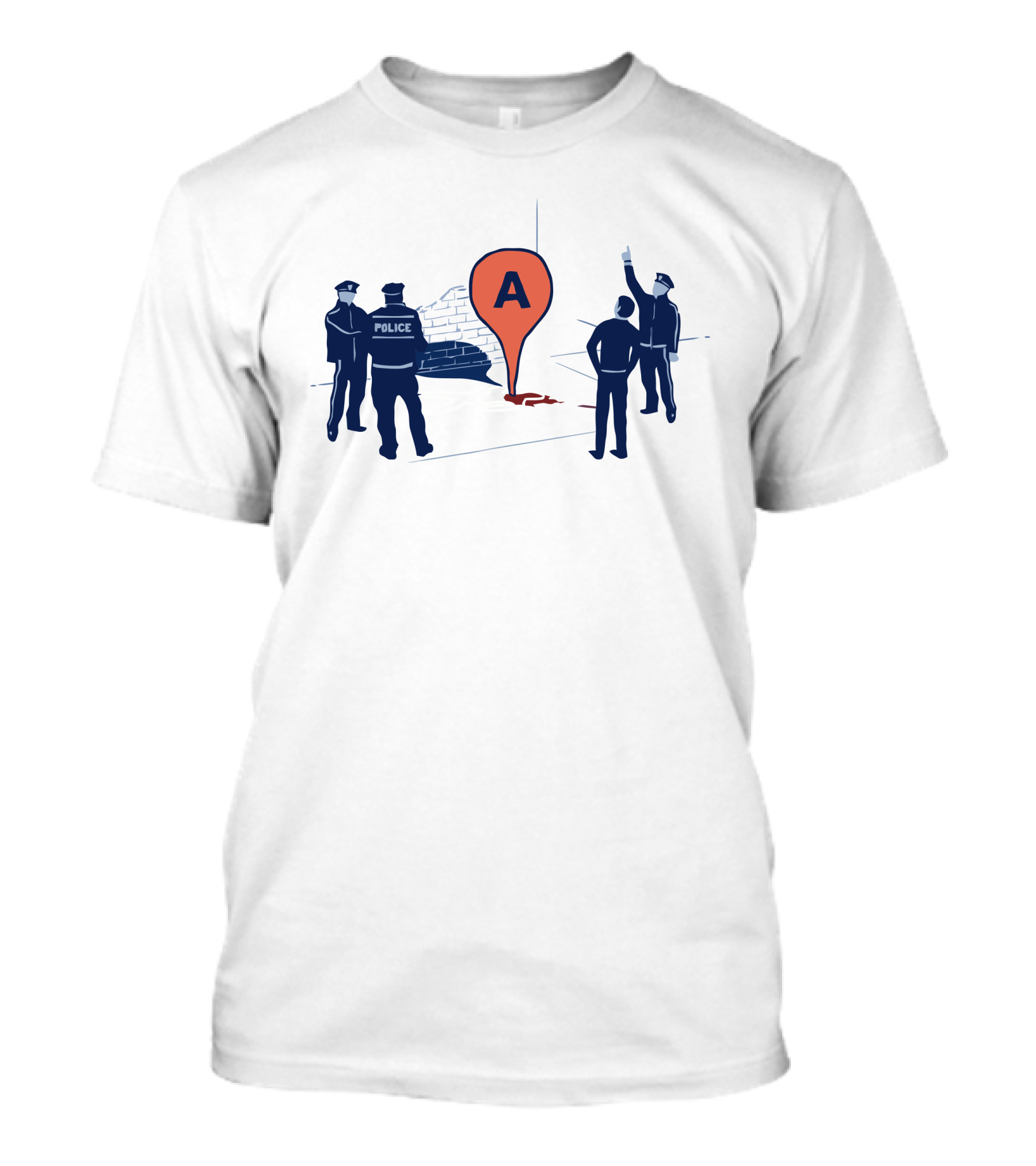 Police Crime Scene Map Marker A T-Shirt