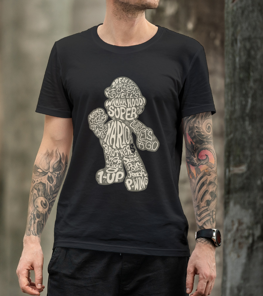 Mario 1UP Break Bricks Kicking Shells Wahhooo Super Brothers Luigi Ago P-Wing Peach T-Shirt