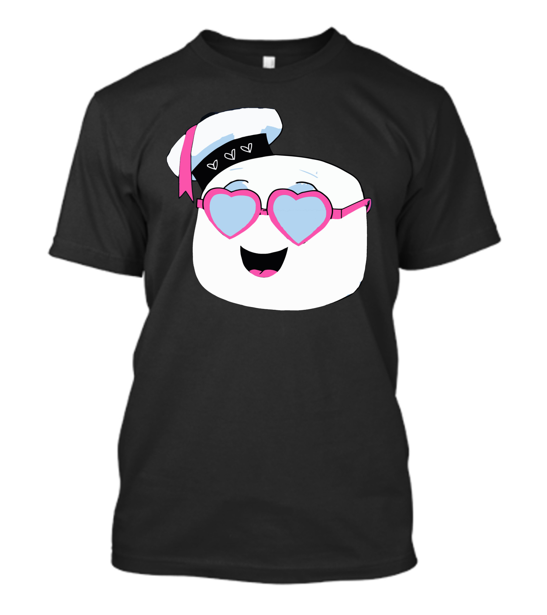 Marshmallow Wearing Heart Sunglasses And Sailor Hat With Hearts T-Shirt
