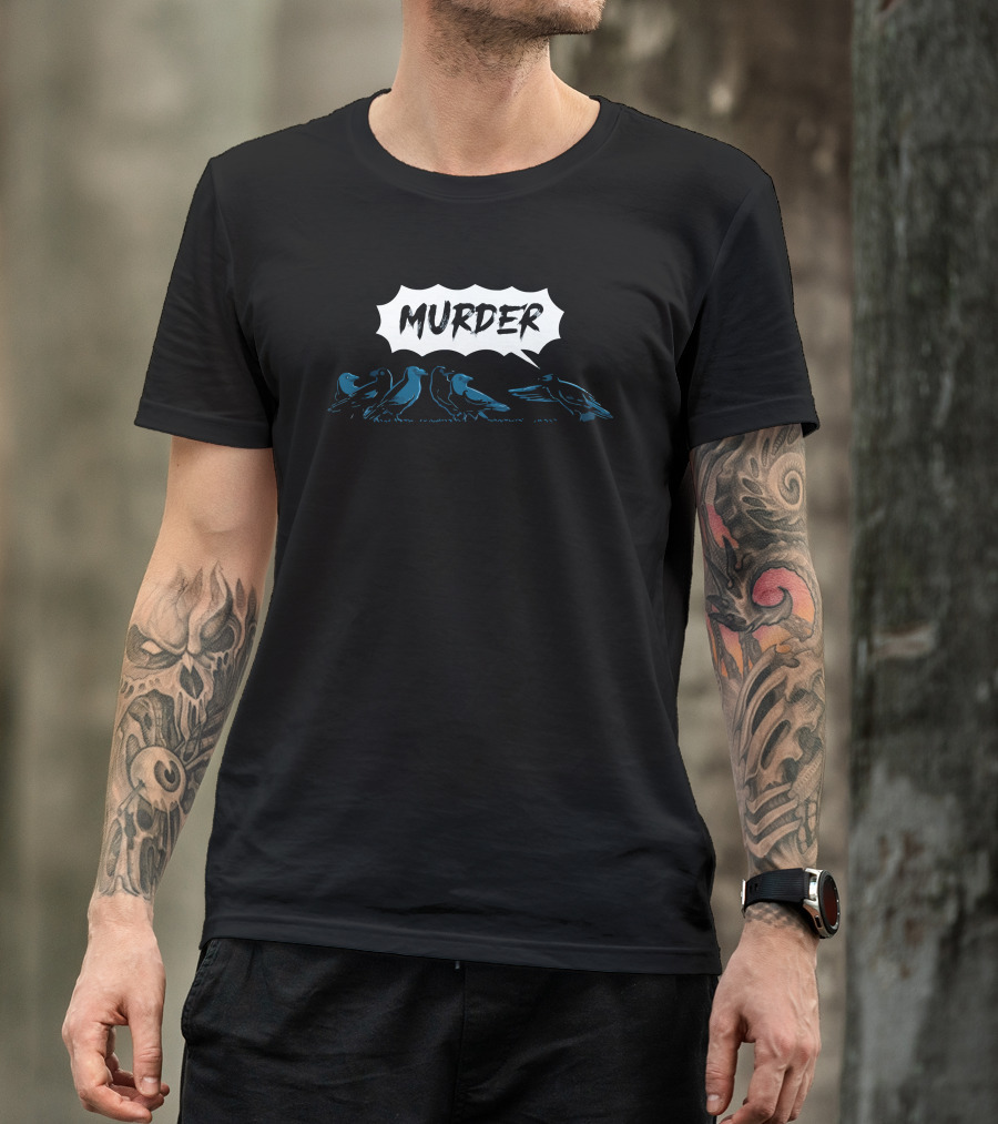 Murder Of Crows Comic Speech Bubble Black Ravens T-Shirt
