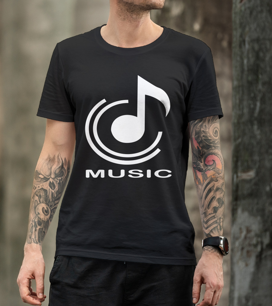 Music Note Symbol With Circular Design Elements T-Shirt