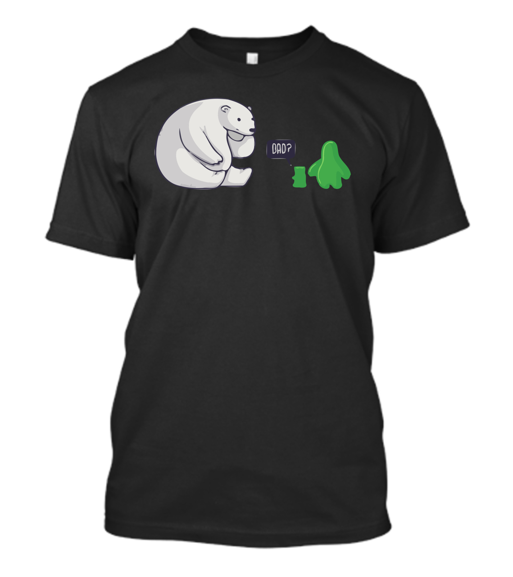 Polar Bear Dad With Green Gummy Son Questioning Paternity T-Shirt