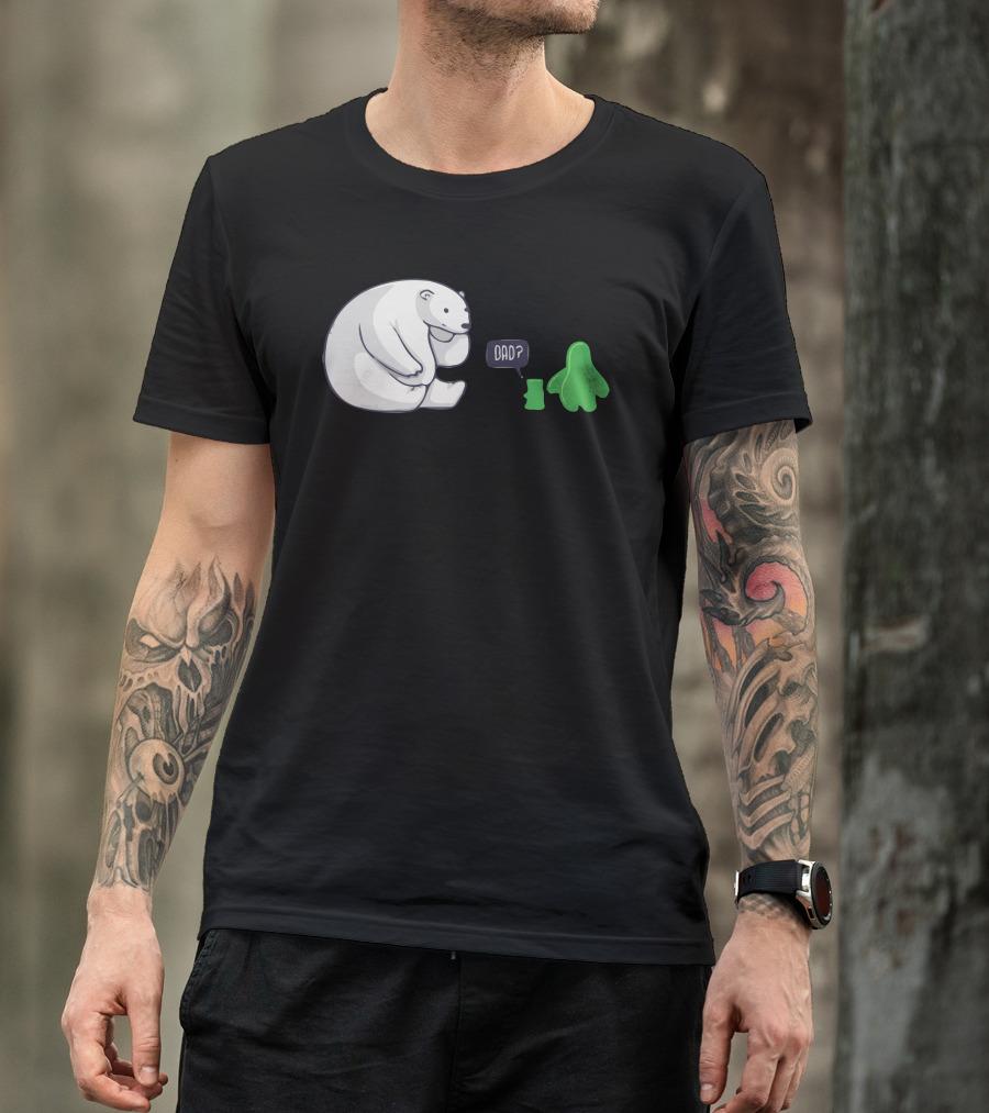 Polar Bear Dad With Green Gummy Son Questioning Paternity T-Shirt