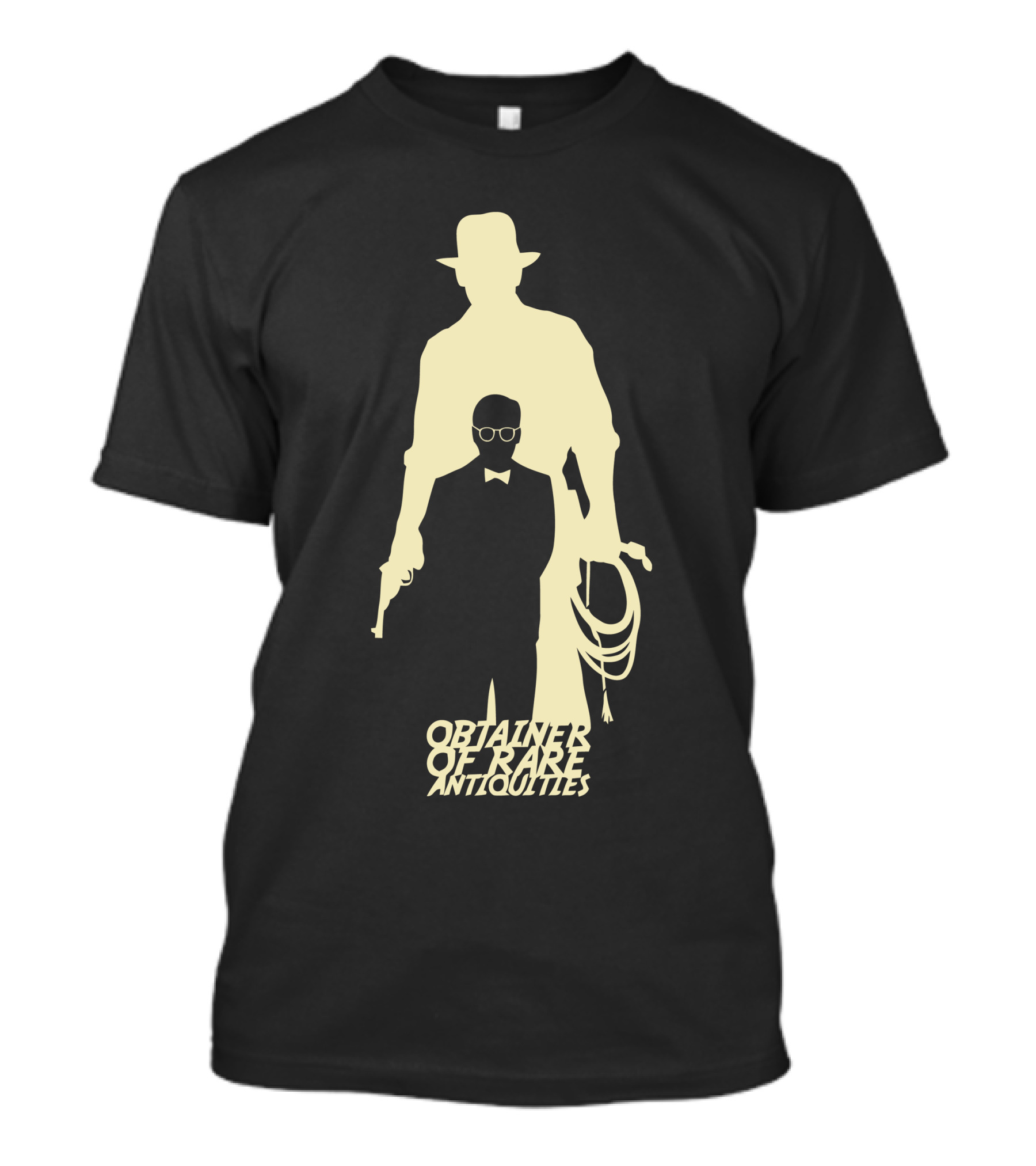 Obtainer Of Rare Antiquities Fedora Whip Silhouette Adventure Archeologist T-Shirt