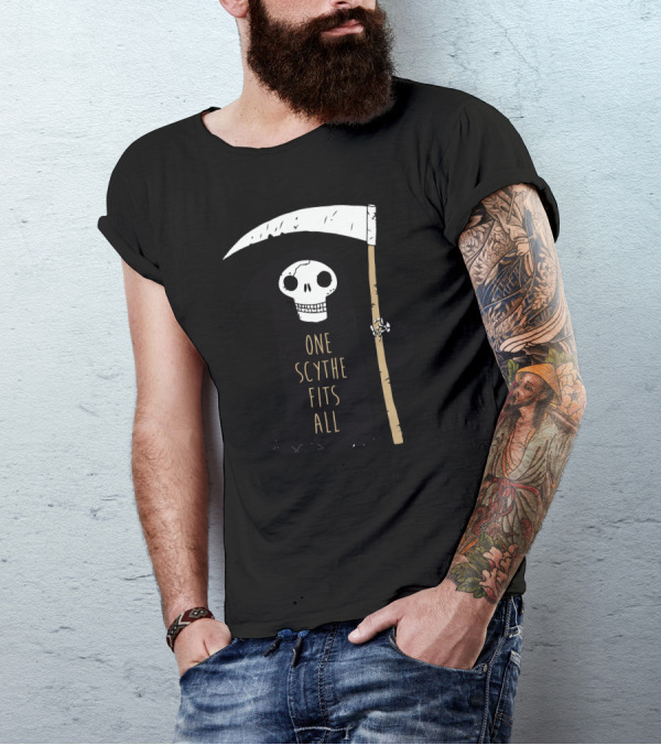 One Scythe Fits All Grim Reaper Skeleton T-Shirt