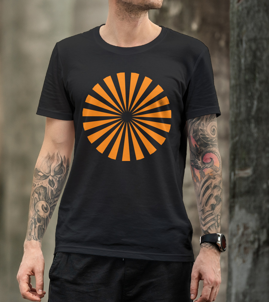 Orange Vec Sunburst Radiating Stripes T-Shirt