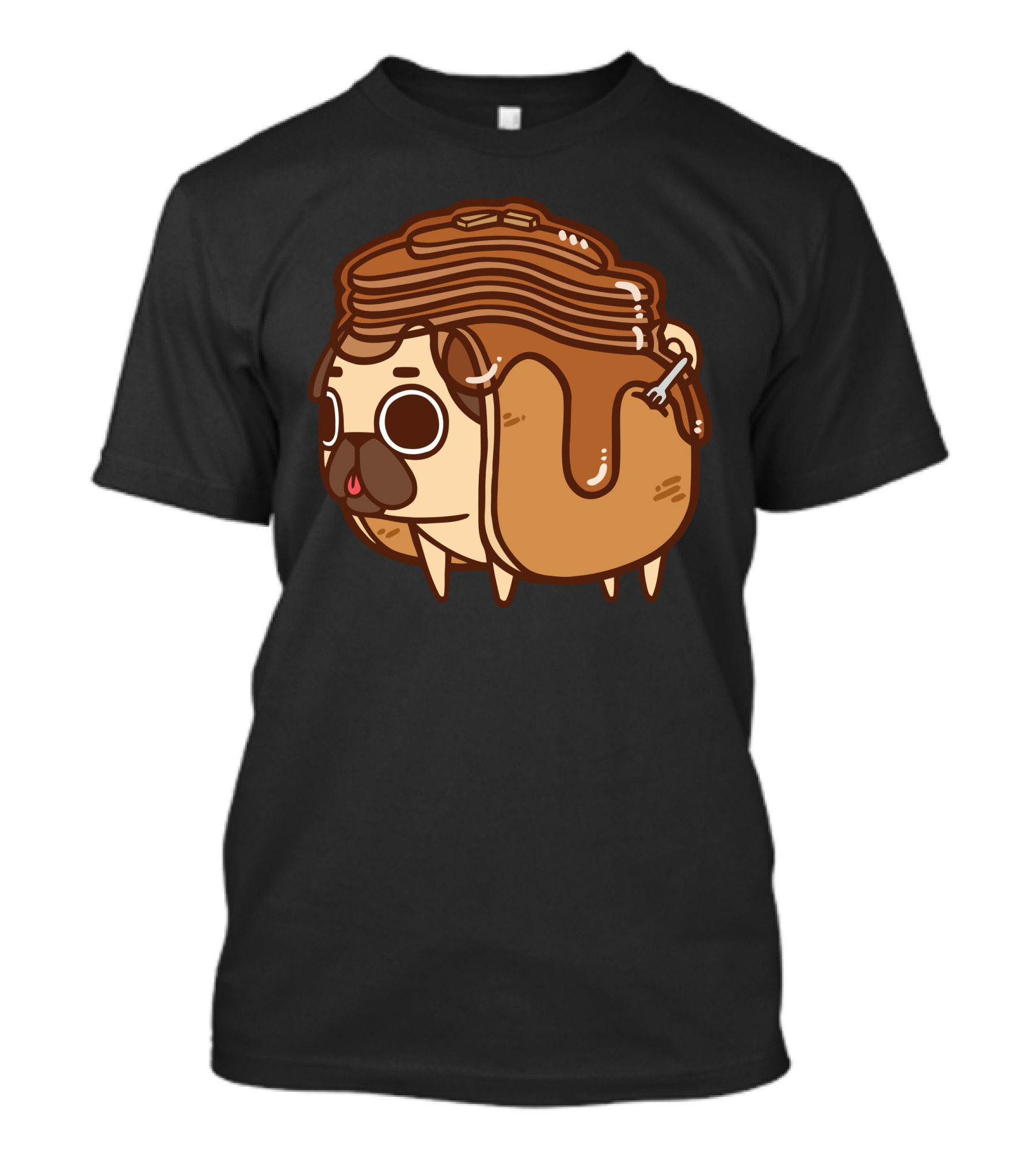 Pancake Pug Breakfast Delight With Syrup Stack T-Shirt