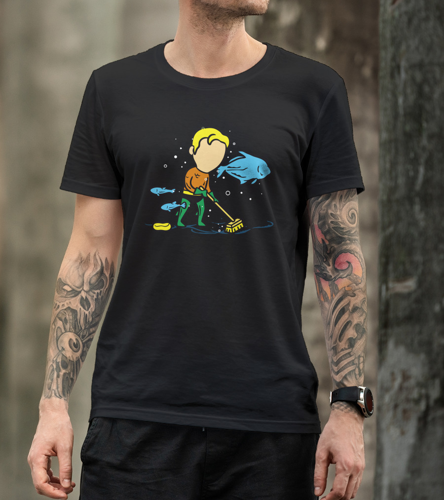 Aquatic Hero Cleaning Duty With Fish Companions T-Shirt