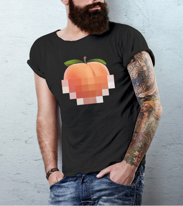 Peach Pixelated Heart T-Shirt