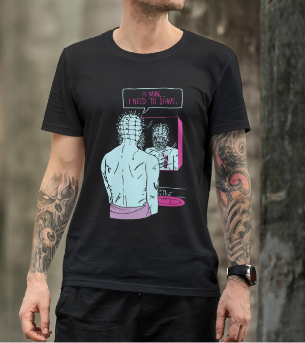 Pinbeard Oh Man I Need To Shave Mirror Reflection T-Shirt