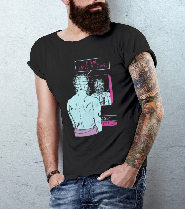 Pinbeard Oh Man I Need To Shave Mirror Reflection T-Shirt