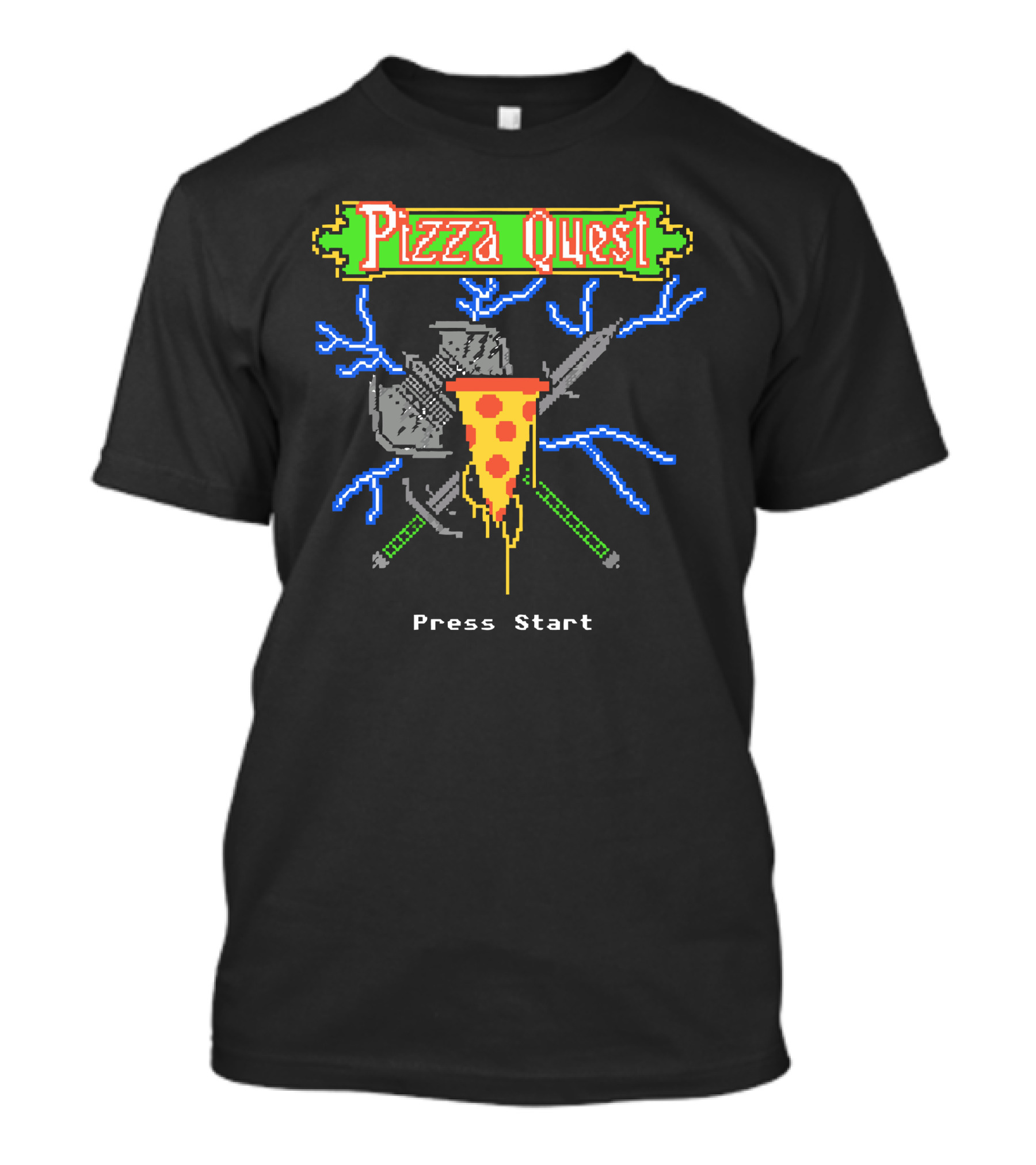 Pizza Quest Press Start Sword Axe Controller Electric T-Shirt