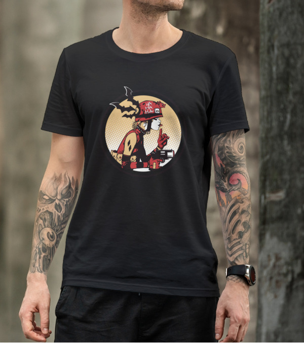 Harley Quinn Inspired Prankster Girl With Joker Hat And Bat T-Shirt