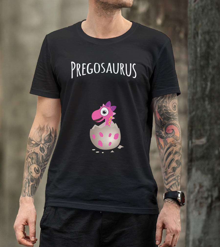 Pregosaurus Dino Baby Hatchling With Pink Bow T-Shirt