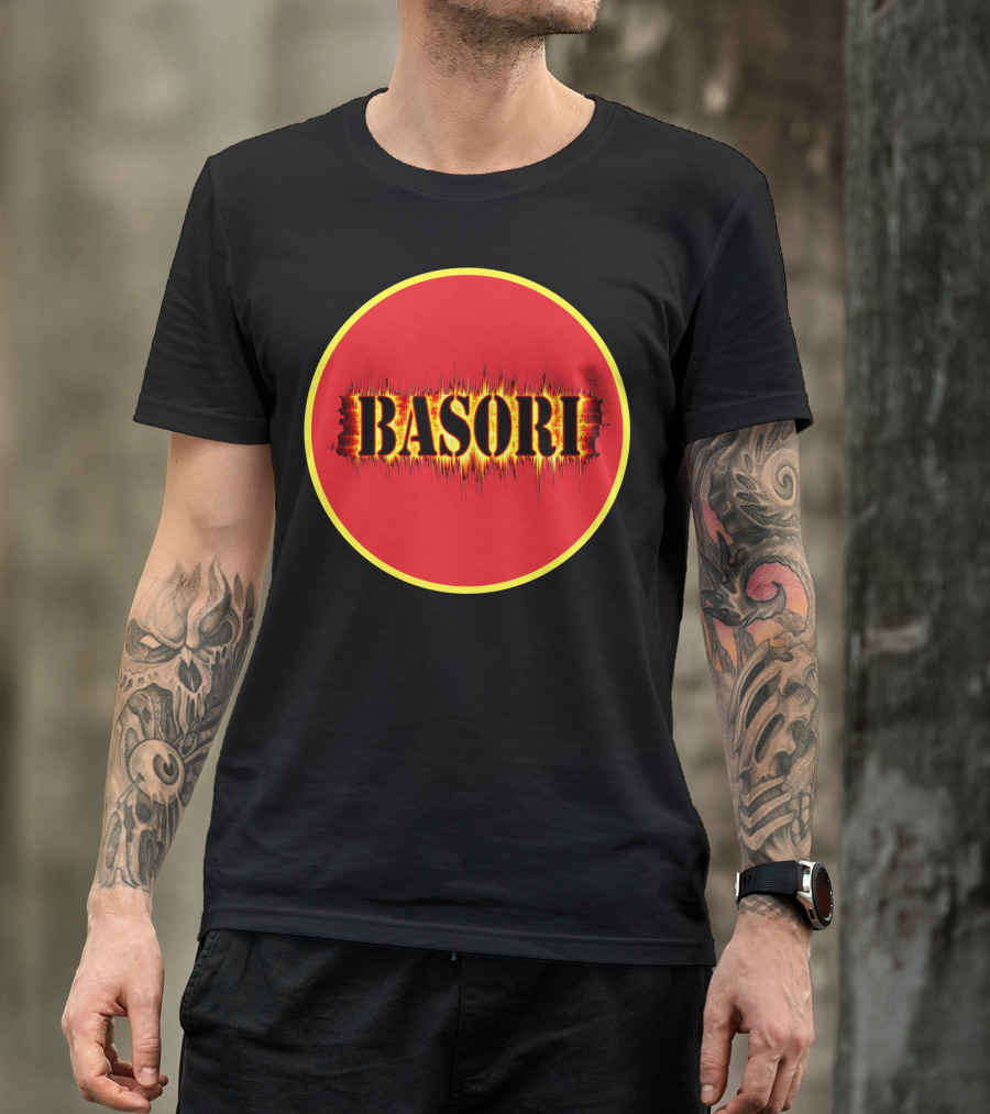 BASORI Red Fire Sound Wave Circle T-Shirt
