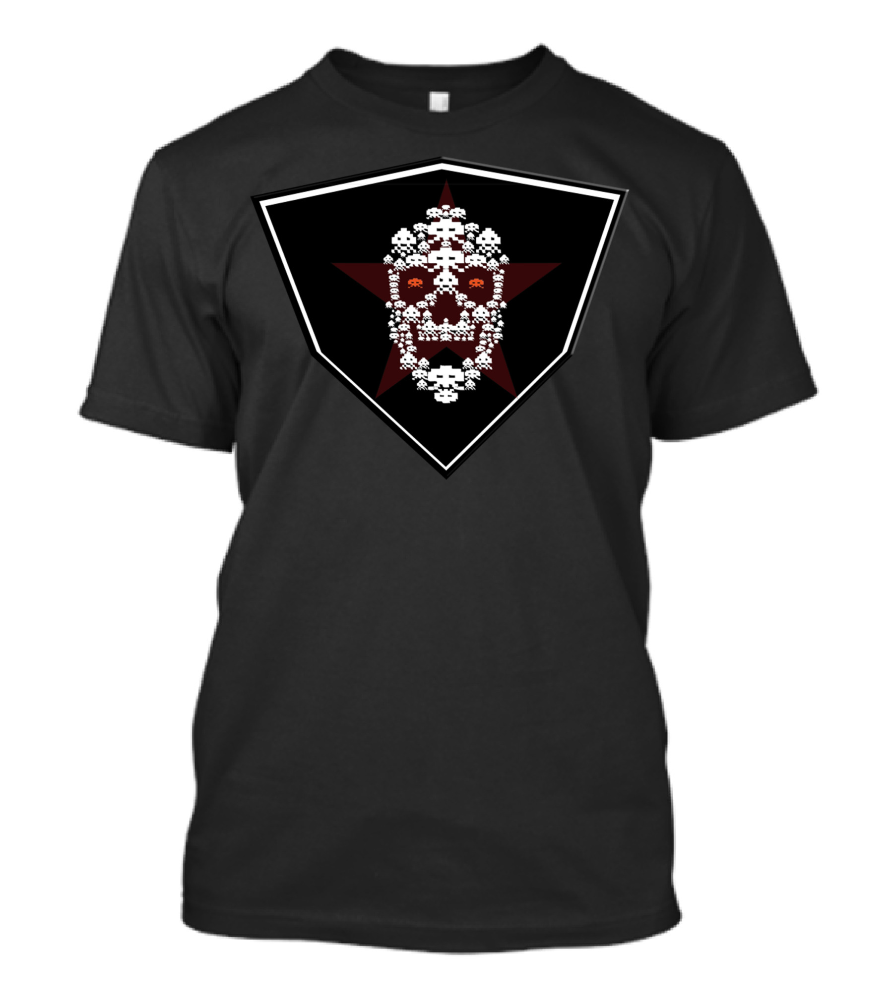 Sulf Skull Pixelated Space Invaders Star Emblem T-Shirt