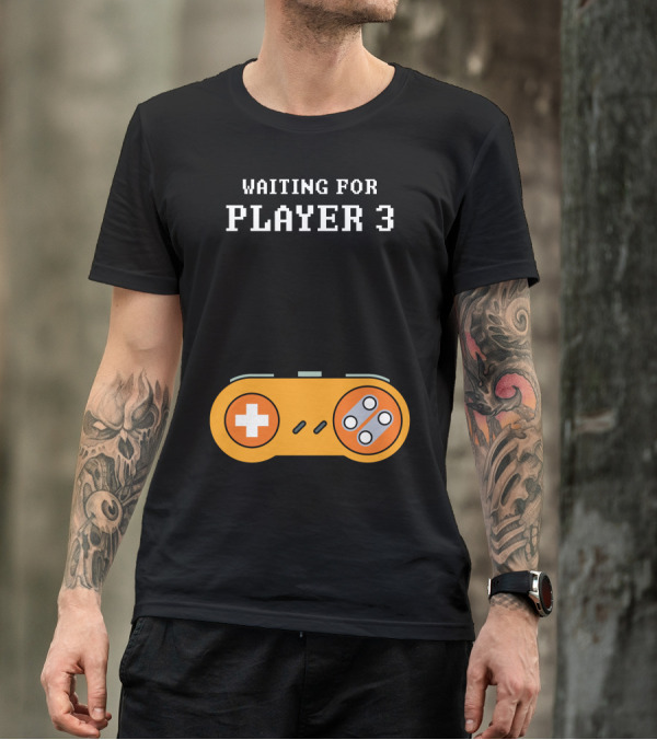 Waiting For Player 3 Gaming Controller Retro Arcade T-Shirt