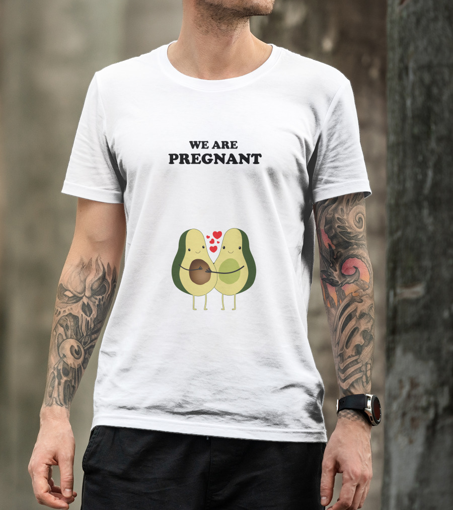 We Are Pregnant Avocado Couple With Hearts T-Shirt
