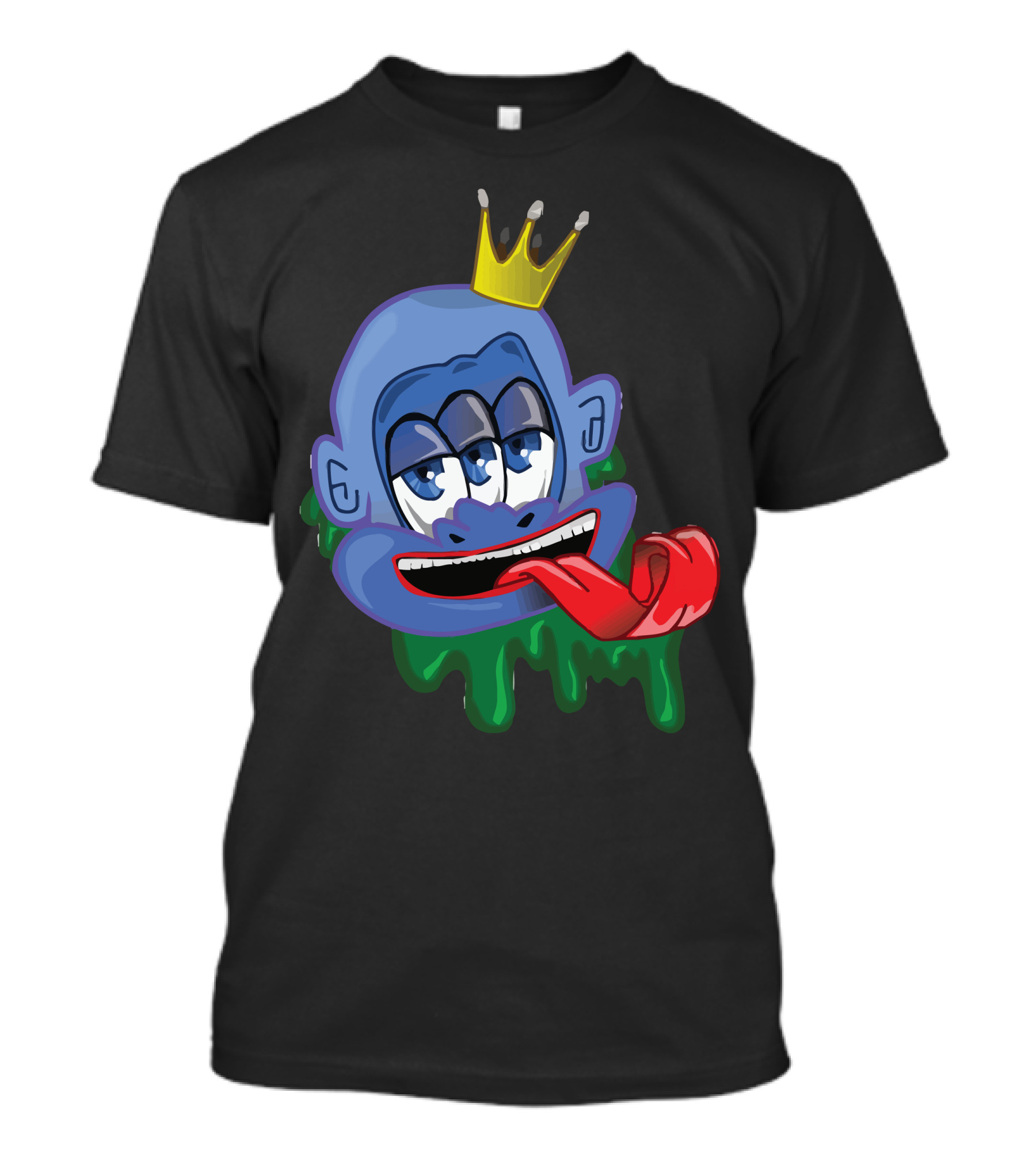 3 Eyed Jester Crowned Blue Face With Dripping Green Ooze And Red Tongue T-Shirt