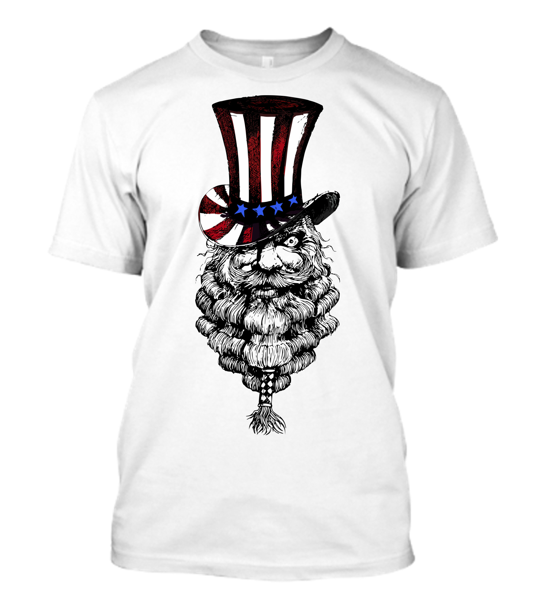 Patriotic Uncle Sam Hat With Stars And Stripes 4th Of July T-Shirt