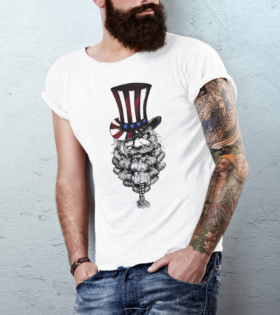 Patriotic Uncle Sam Hat With Stars And Stripes 4th Of July T-Shirt