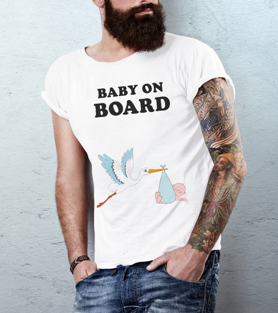 Baby On Board Stork Carrying Baby T-Shirt