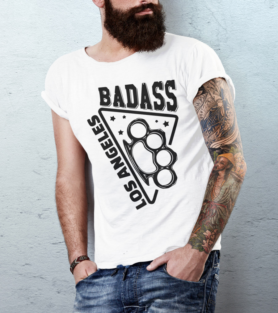 Badass Los Angeles Brass Knuckles Stars T-Shirt