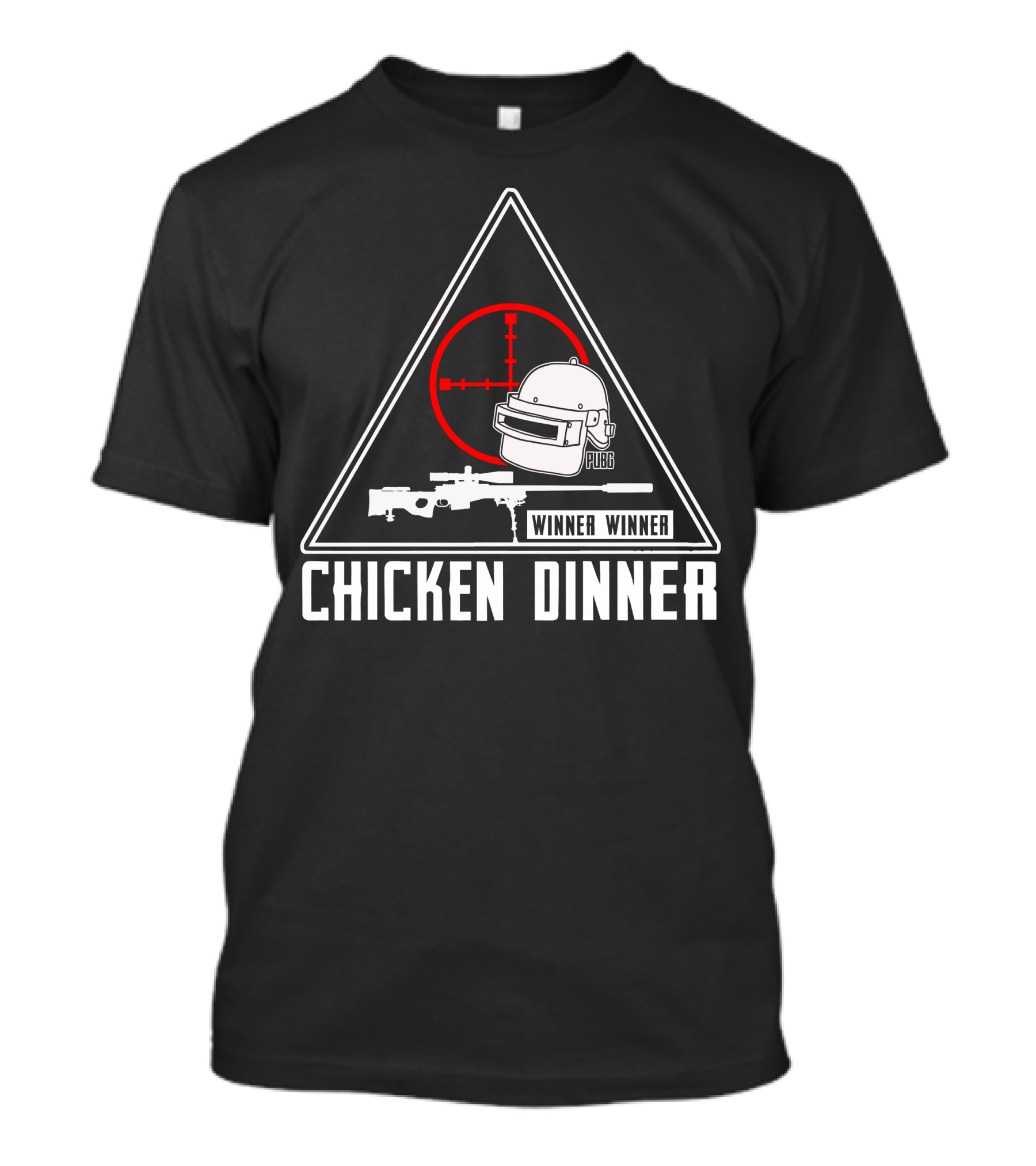 Winner Winner PUBG Chicken Dinner Sniper Helmet Target Gaming T-Shirt