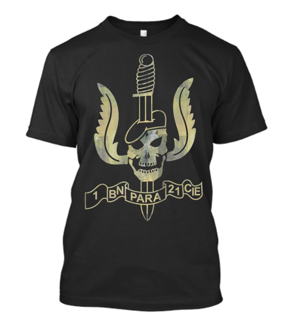 1 BN PARA 21 CIE Skull Emblem Commando Belgian T-Shirt