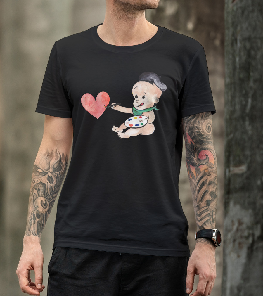 Cute Painter Heart Palette Baby Artist T-Shirt