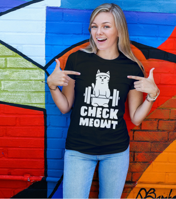 Check Meowt Gym Cat Workout T-Shirt