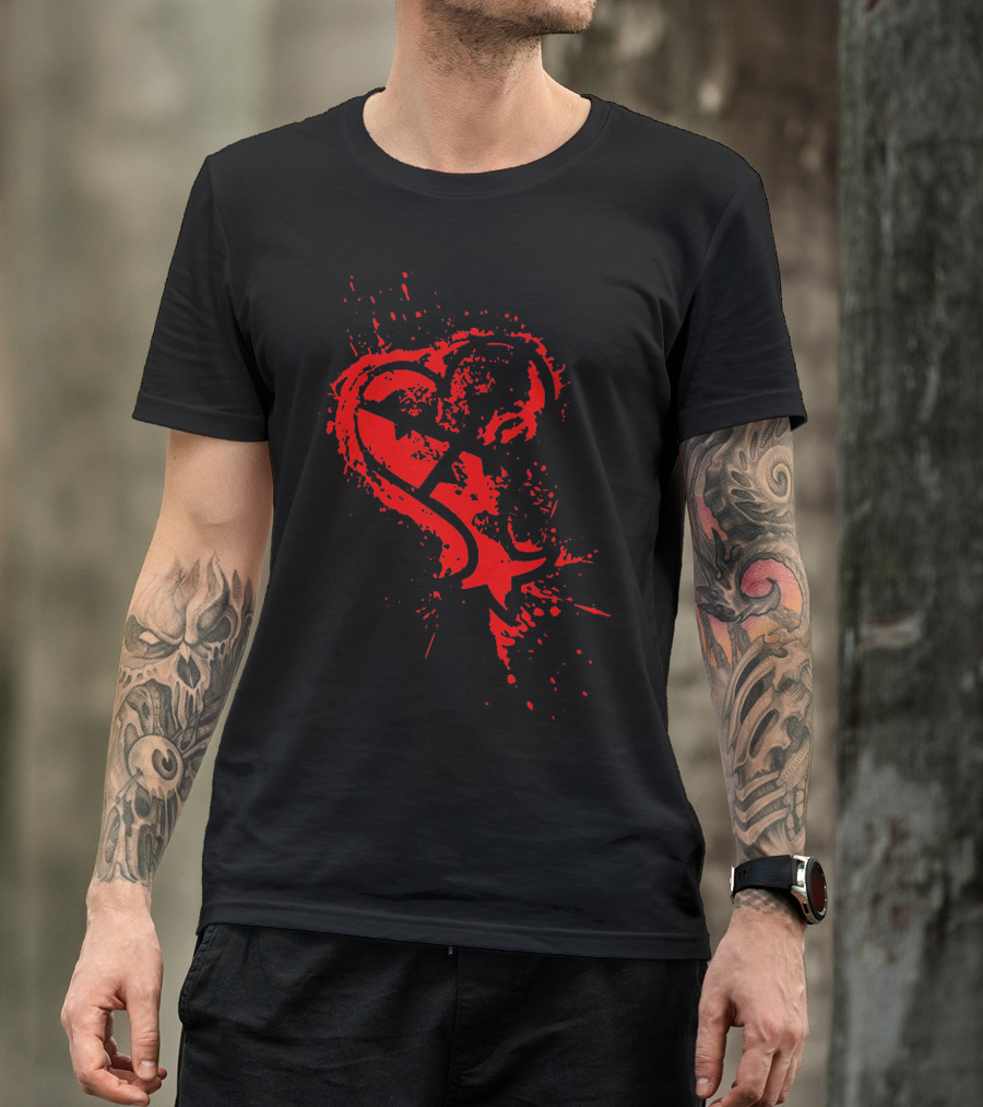 Heartless Splatter Symbol Red Paint Splatters T-Shirt