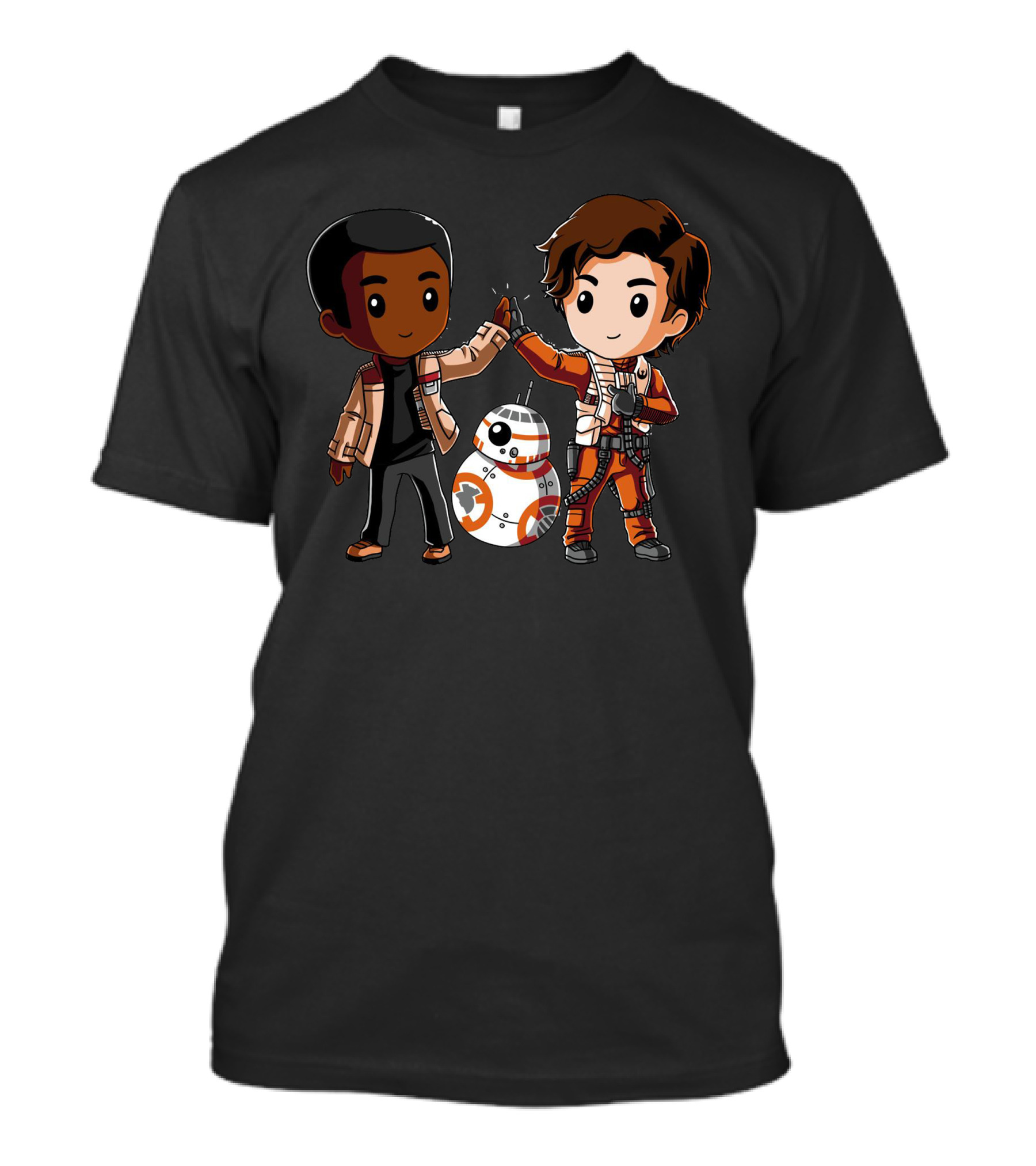 High Five Finn Poe BB-8 Star Wars Chibi Characters T-Shirt