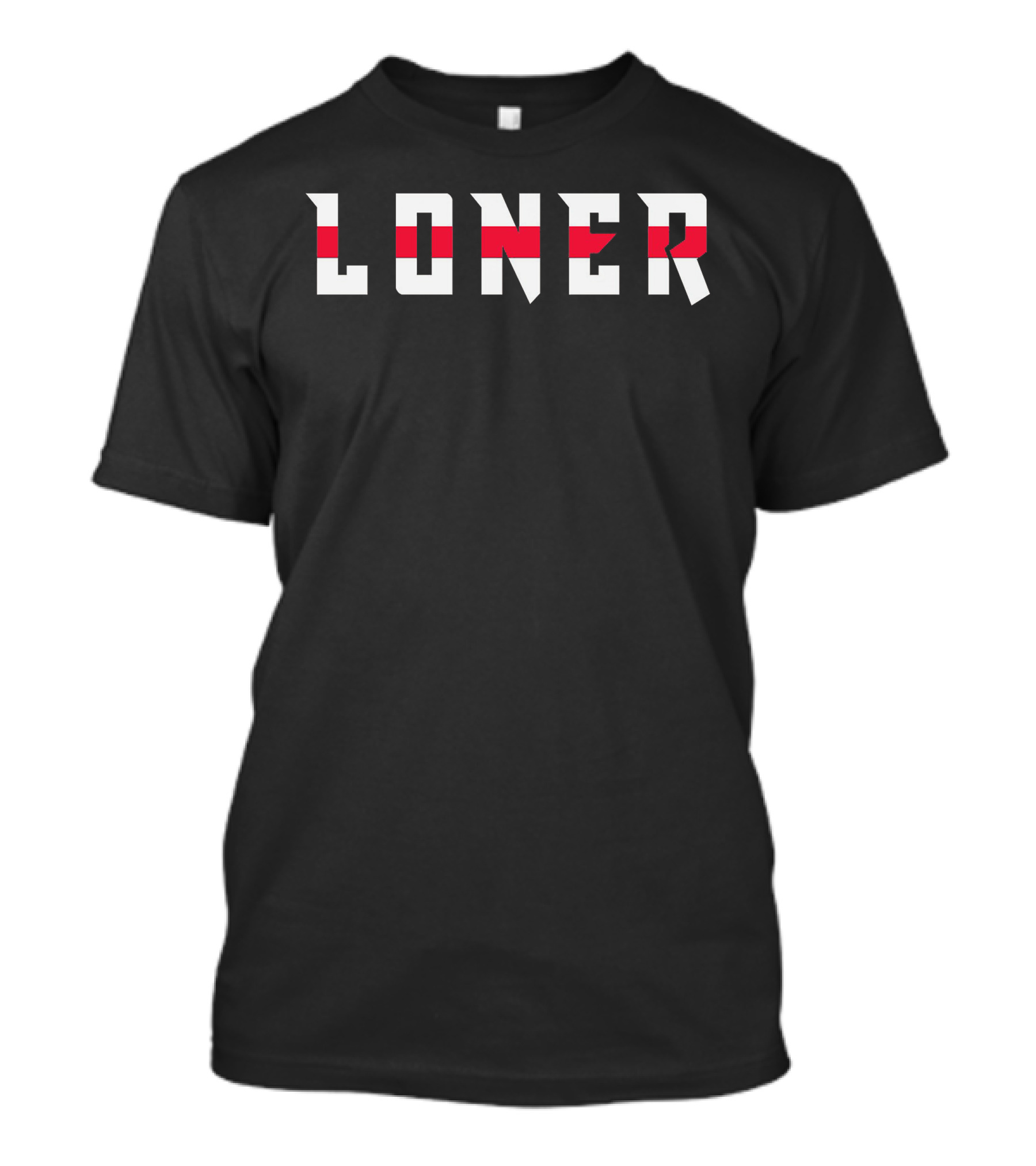 Loner Bold Red Stripe Typography T-Shirt