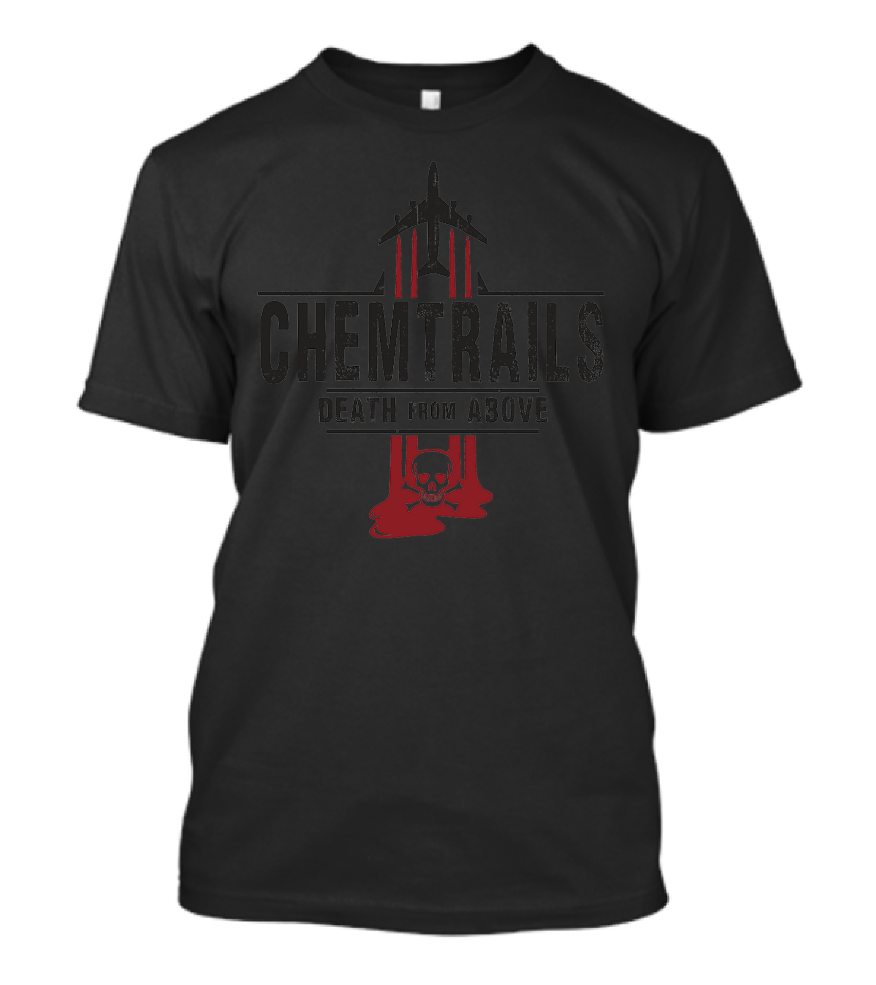 Chemtrails Death From Above Red Skull Jet T-Shirt