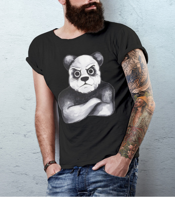 Kung Fu Panda Intense Expression Crossed Arms Ink T-Shirt