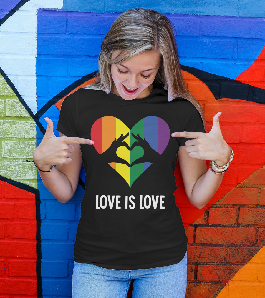 Love Is Love Heart Rainbow Hands T-Shirt
