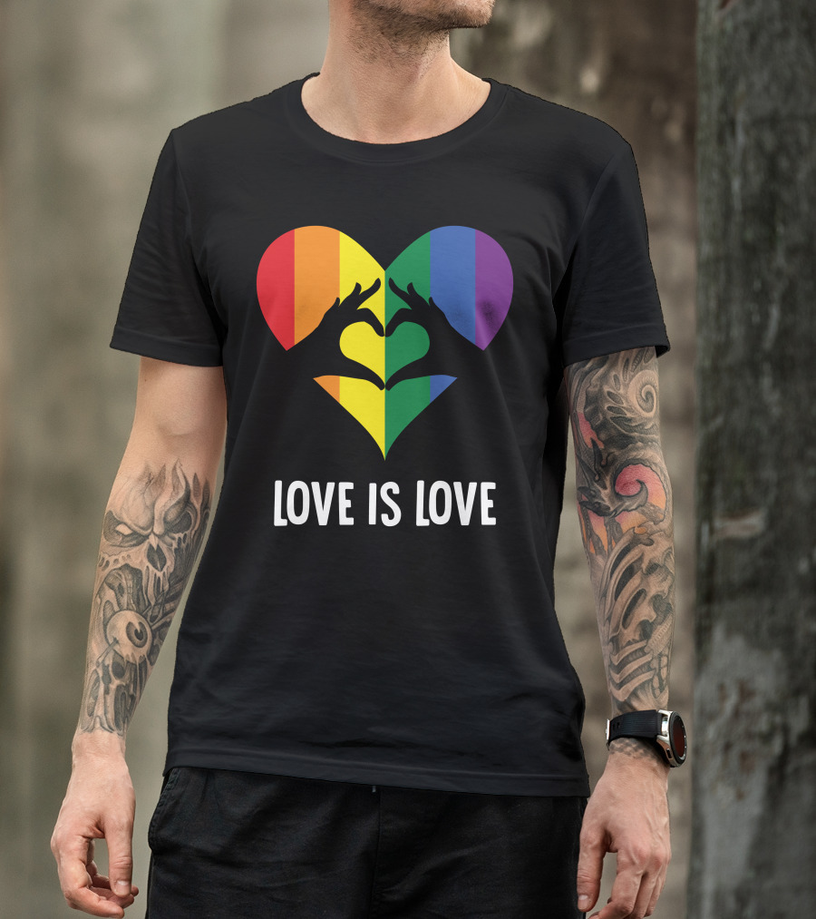 Love Is Love Heart Rainbow Hands T-Shirt