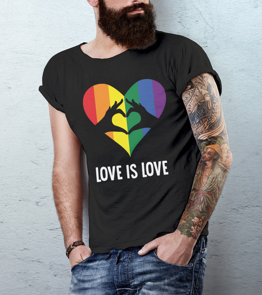 Love Is Love Heart Rainbow Hands T-Shirt