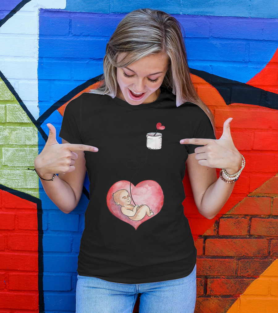 Mom And Baby Connected Through Heart String T-Shirt