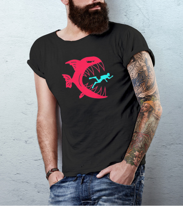 Monster Fish Eats Diver In Deep Sea Adventure T-Shirt