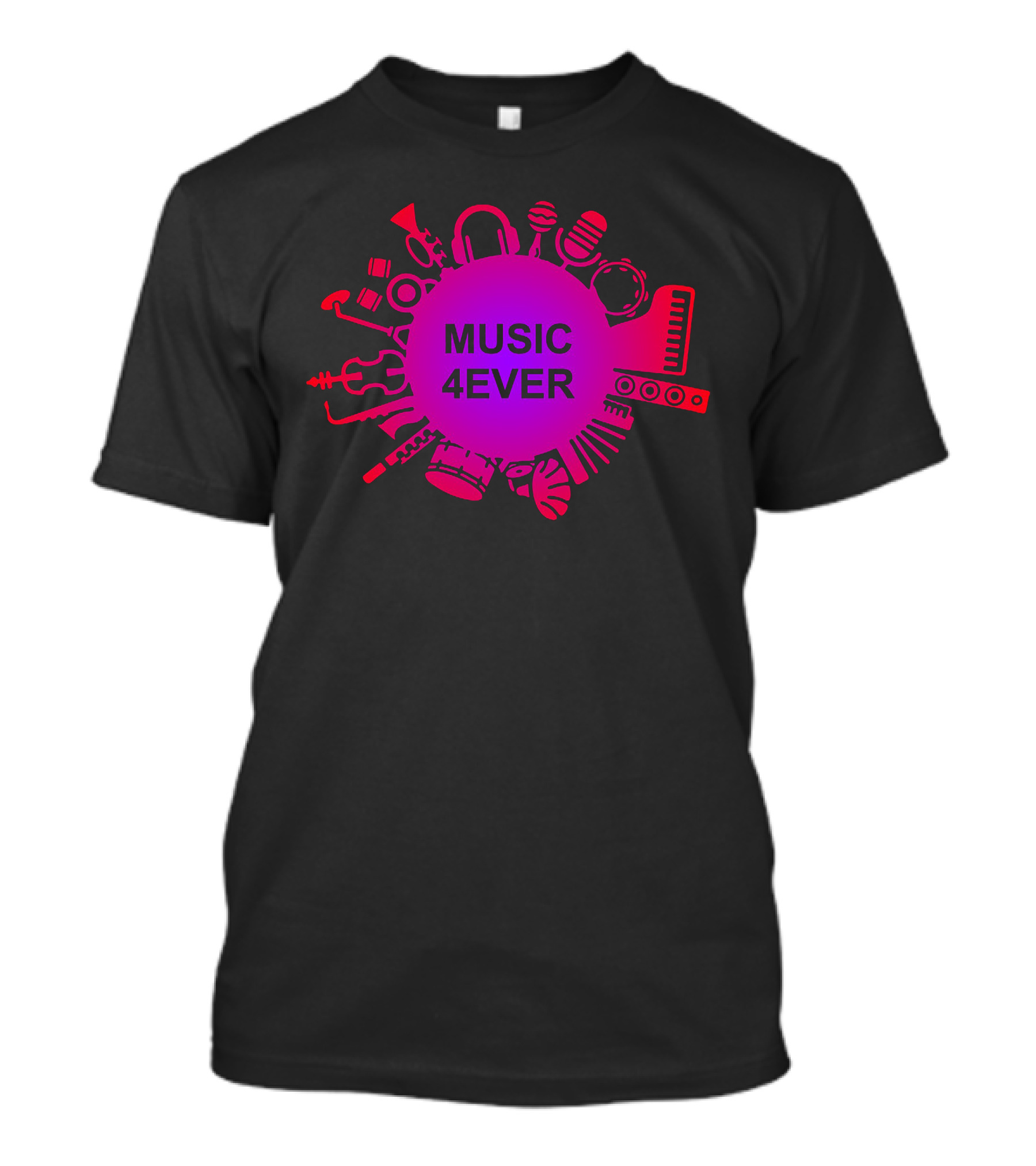 MUSIC 4EVER Musical Instruments Circle Trendsetter T-Shirt