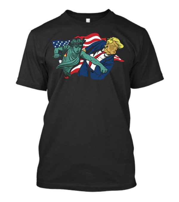Nasty Woman Vs Trump Statue Of Liberty Punching Trump American Flag T-Shirt