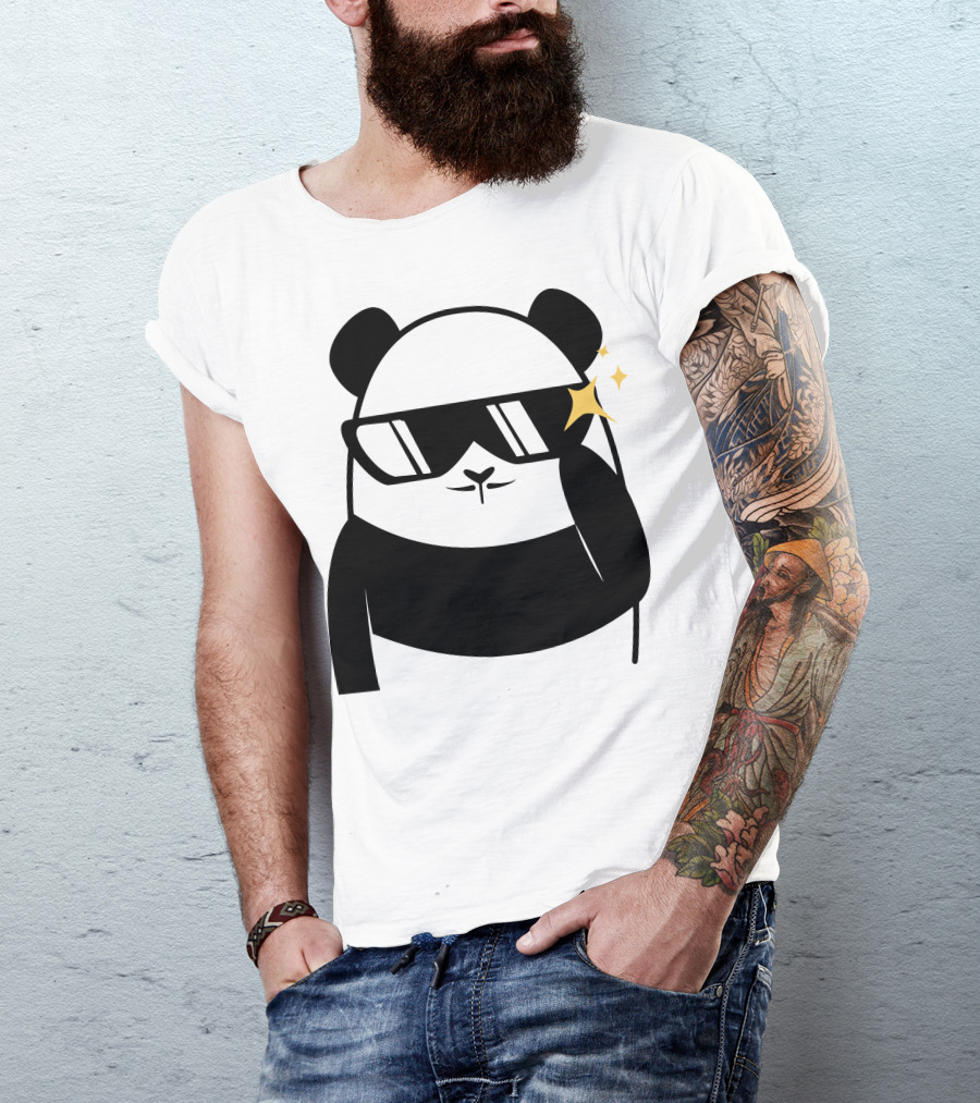 Panda Bear Sunglasses Sparkle T-Shirt