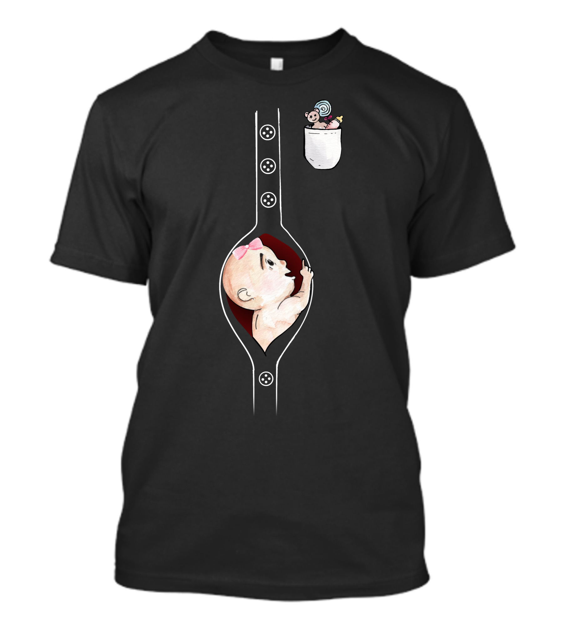 Peek A Boo Baby Girl With Toy Pocket T-Shirt