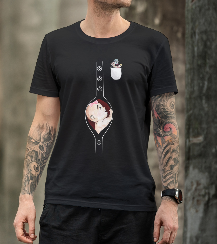 Peek A Boo Baby Girl With Toy Pocket T-Shirt