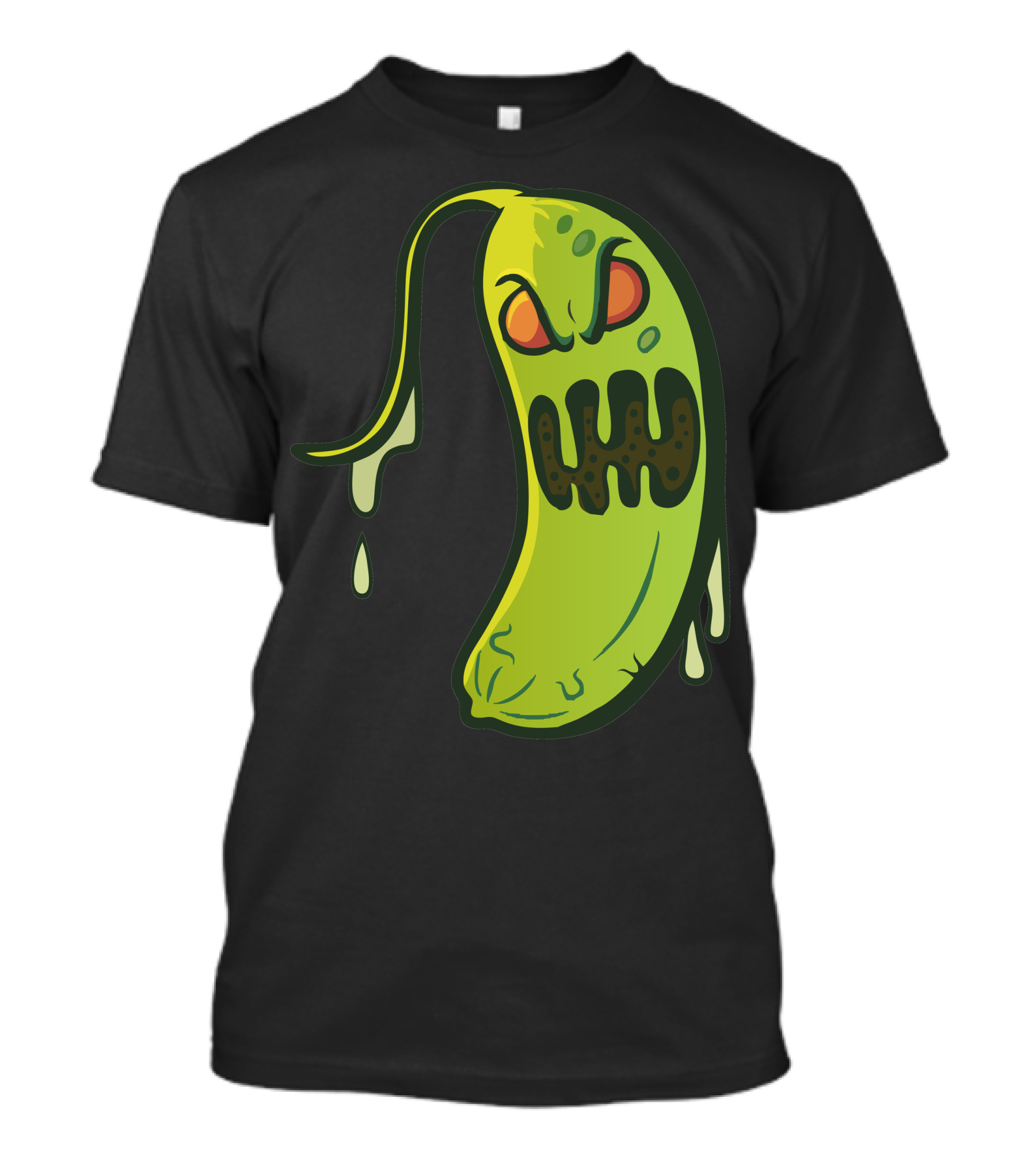Pickle Monster Grinning With Dripping Goo Drops T-Shirt